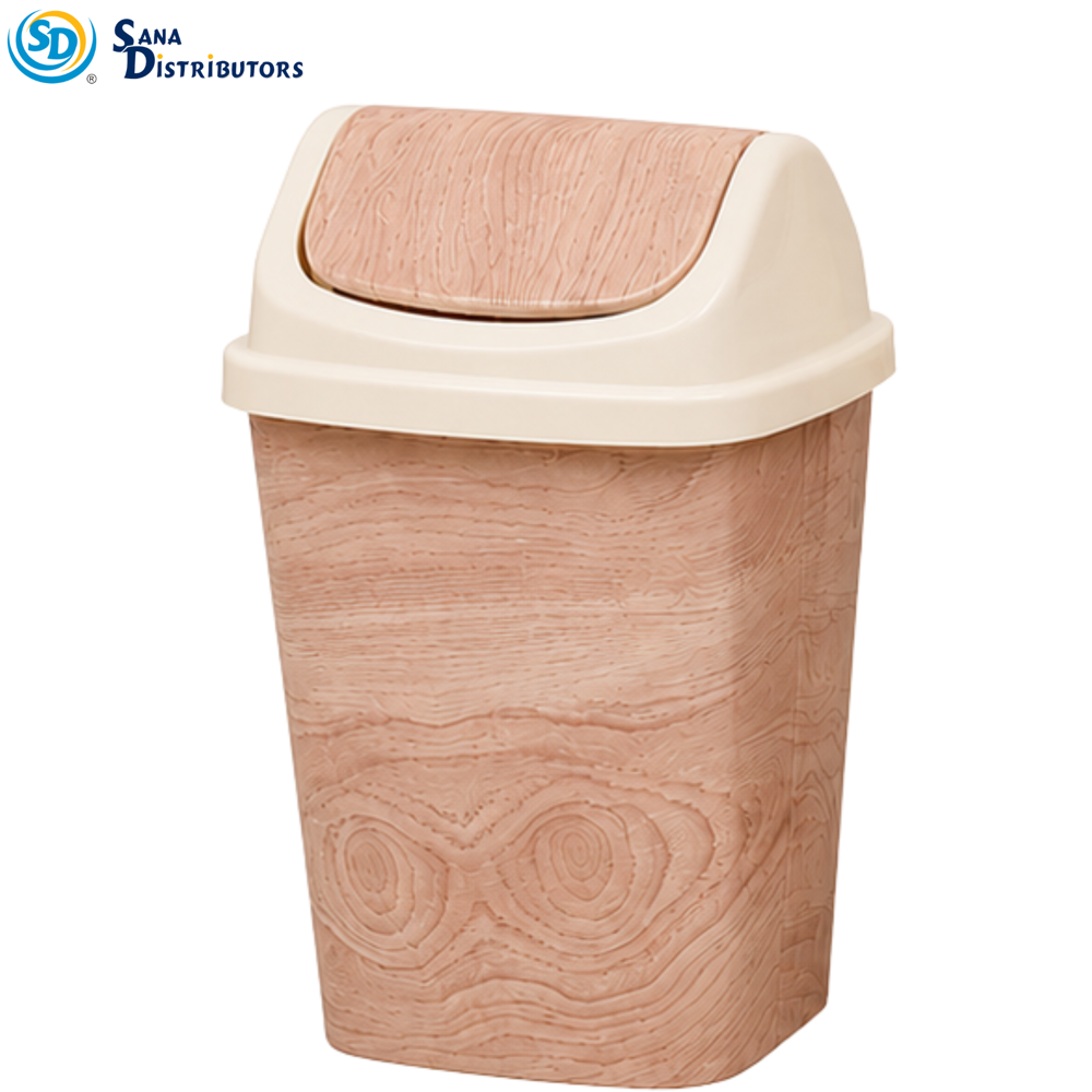 Plastic Dustbin Wood-like Ass.colors [16"x10"x9"]