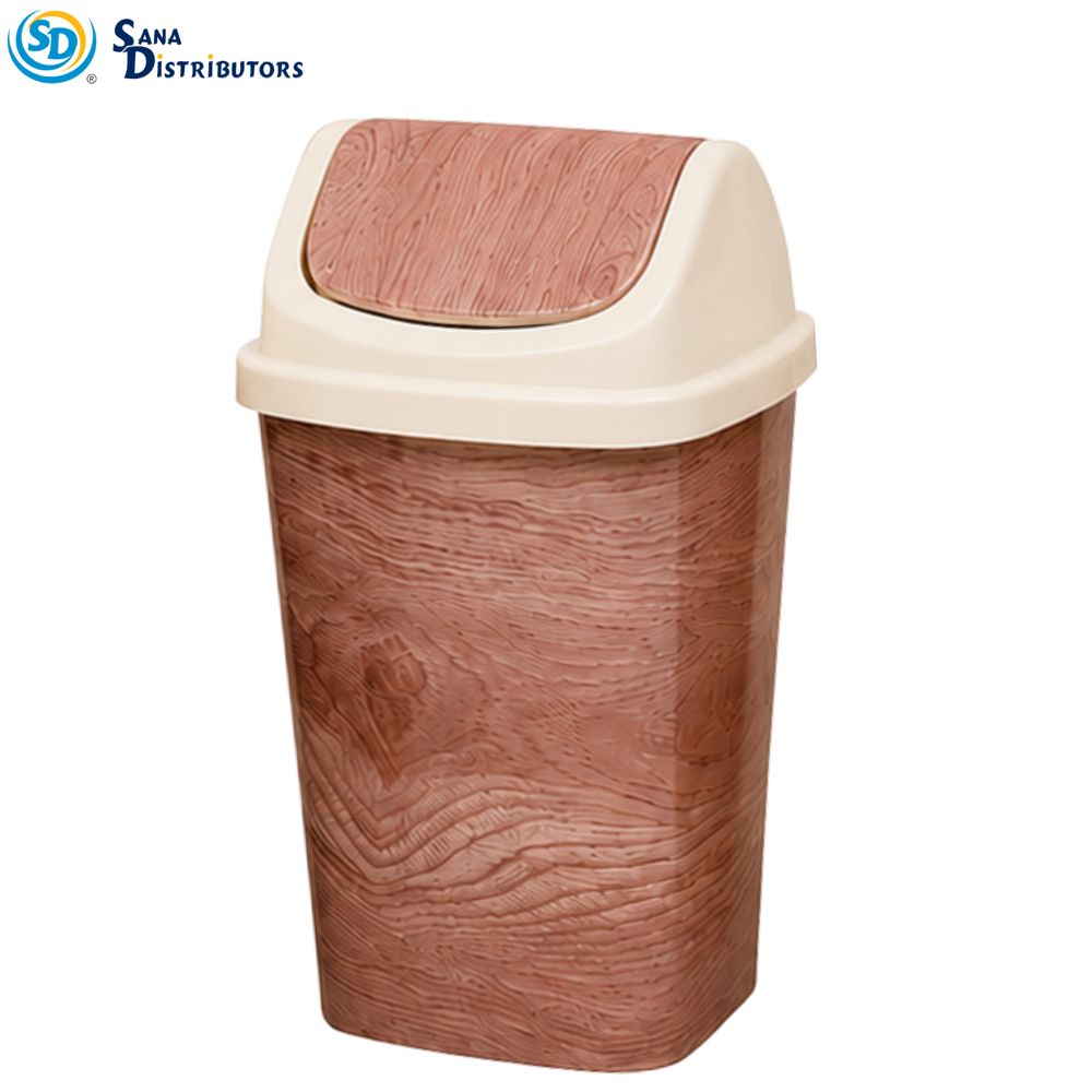 Plastic Dustbin Wood-like Ass.colors [16"x10"x9"]