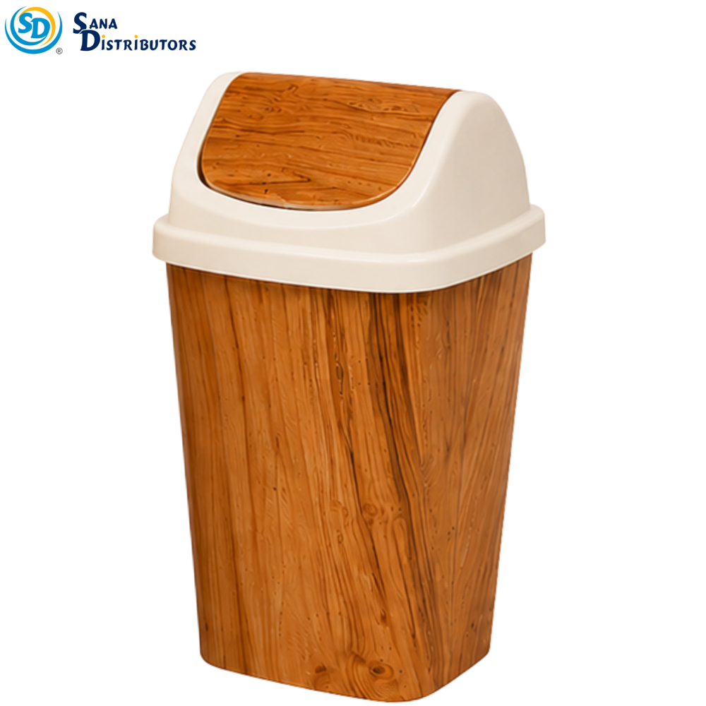 Plastic Dustbin Wood-like Ass.colors [16"x10"x9"]