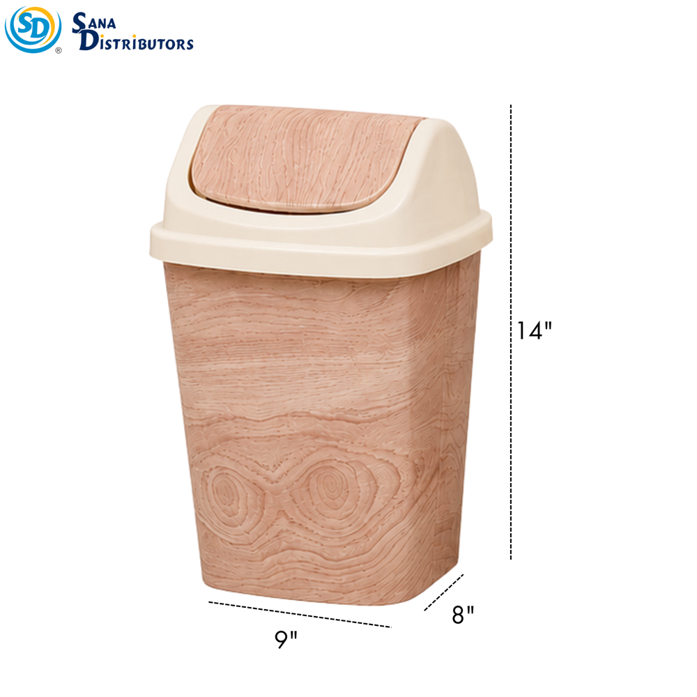 Plastic Dustbin Wood-like Ass.colors [14"x9"x8"]