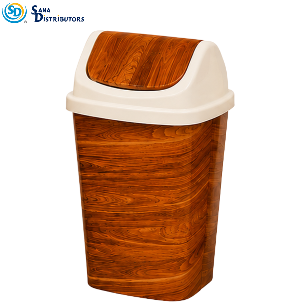Plastic Dustbin Wood-like Ass.colors [14"x9"x8"]