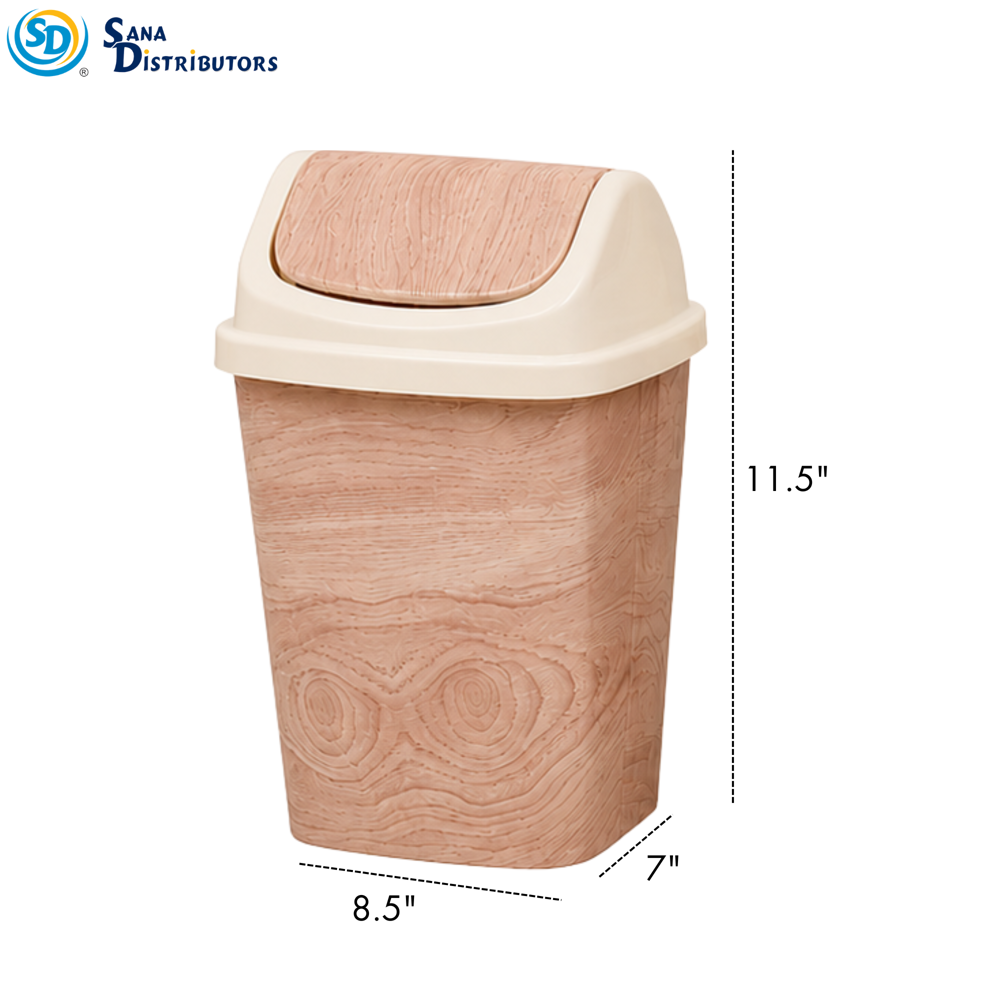 Plastic Dustbin Wood-like Ass.colors [11.5"x8.5"x7"]