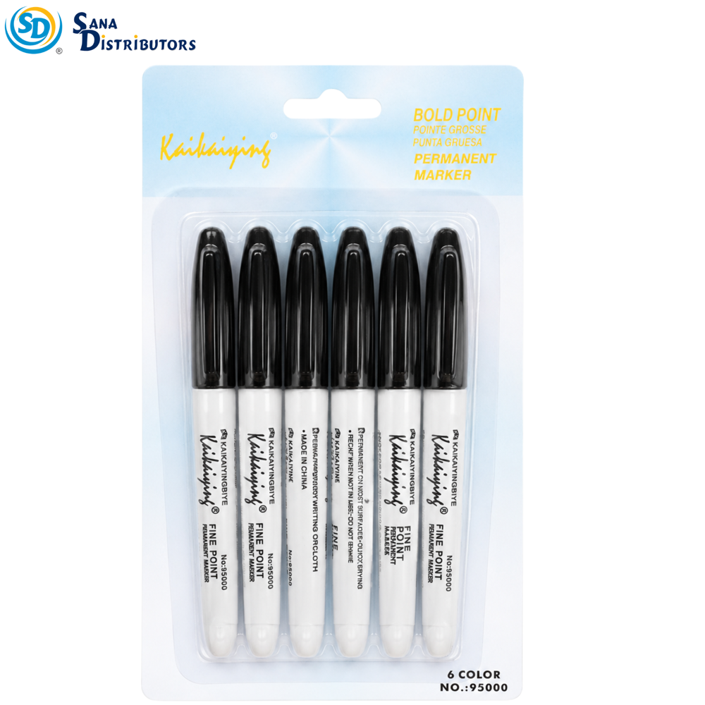 Permanent Marker Bold Point Blk 6pcs