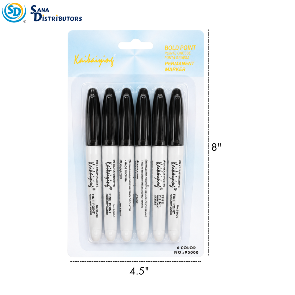 Permanent Marker Bold Point Blk 6pcs