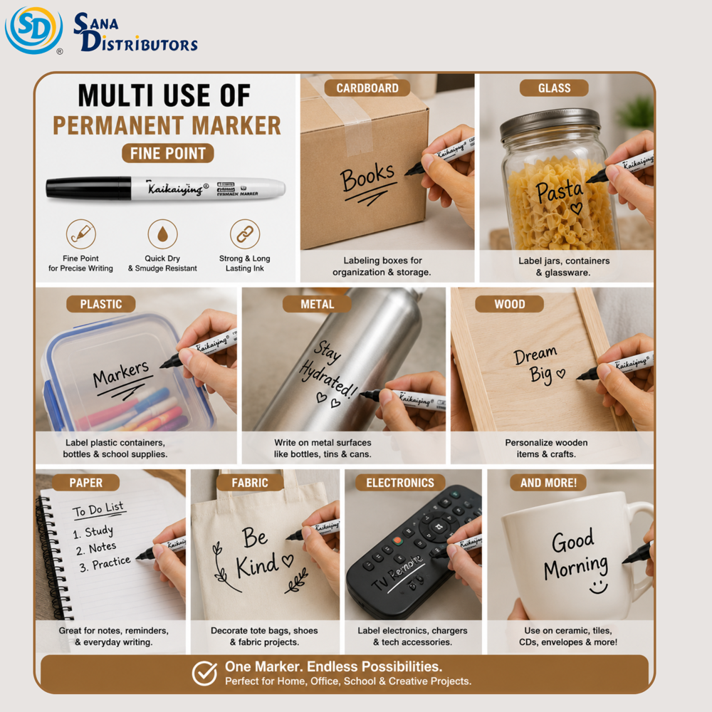 Permanent Marker Bold Point Blk 6pcs