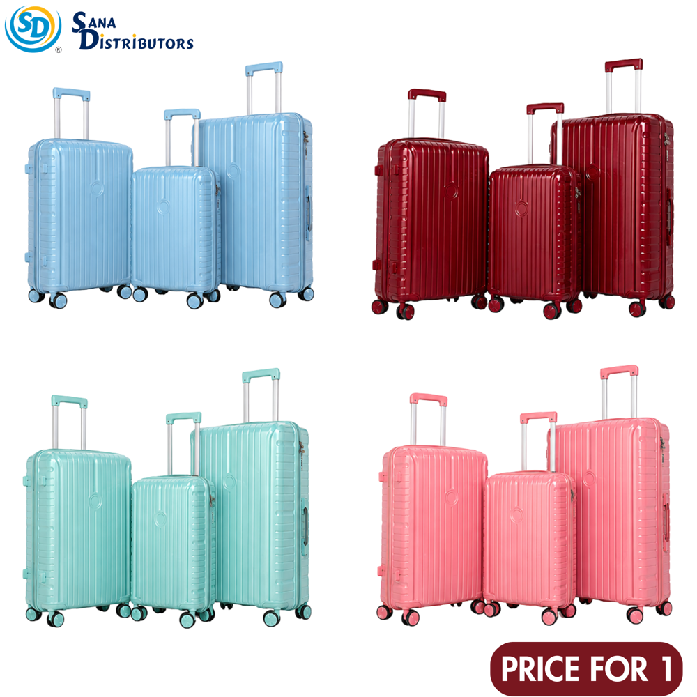 3pcs Luggage Bag 20"/24"/28" Assort. Colours