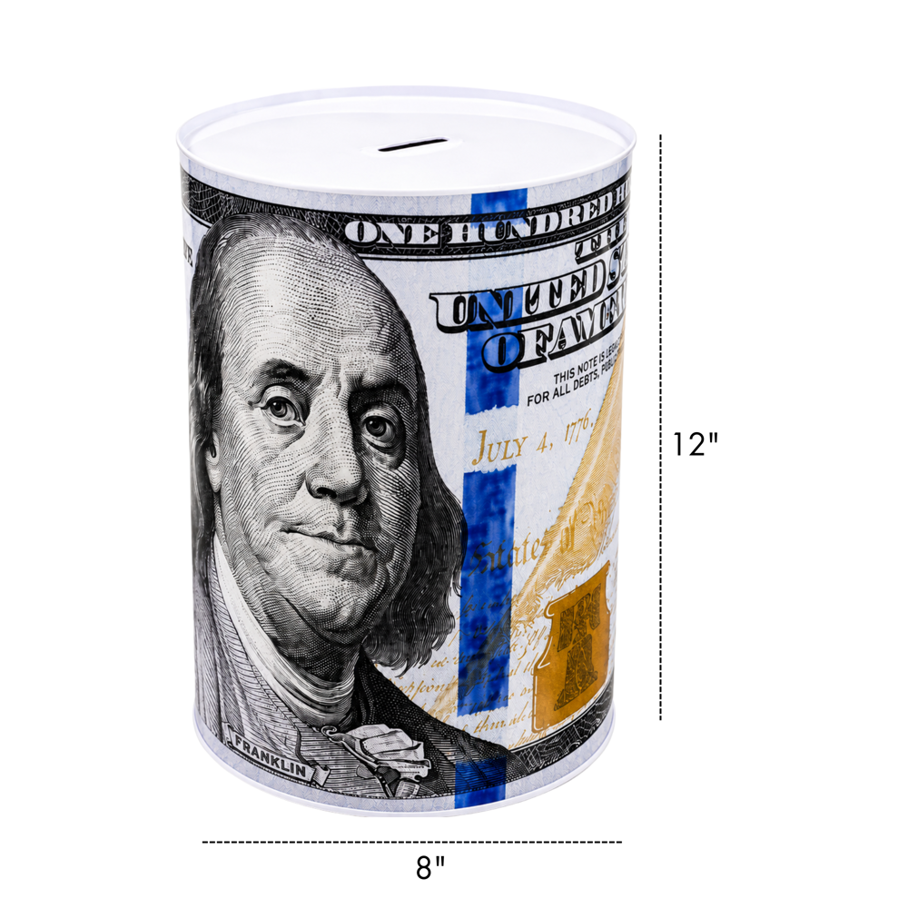 Tin Coin Bank - Usd Design 12"x8"