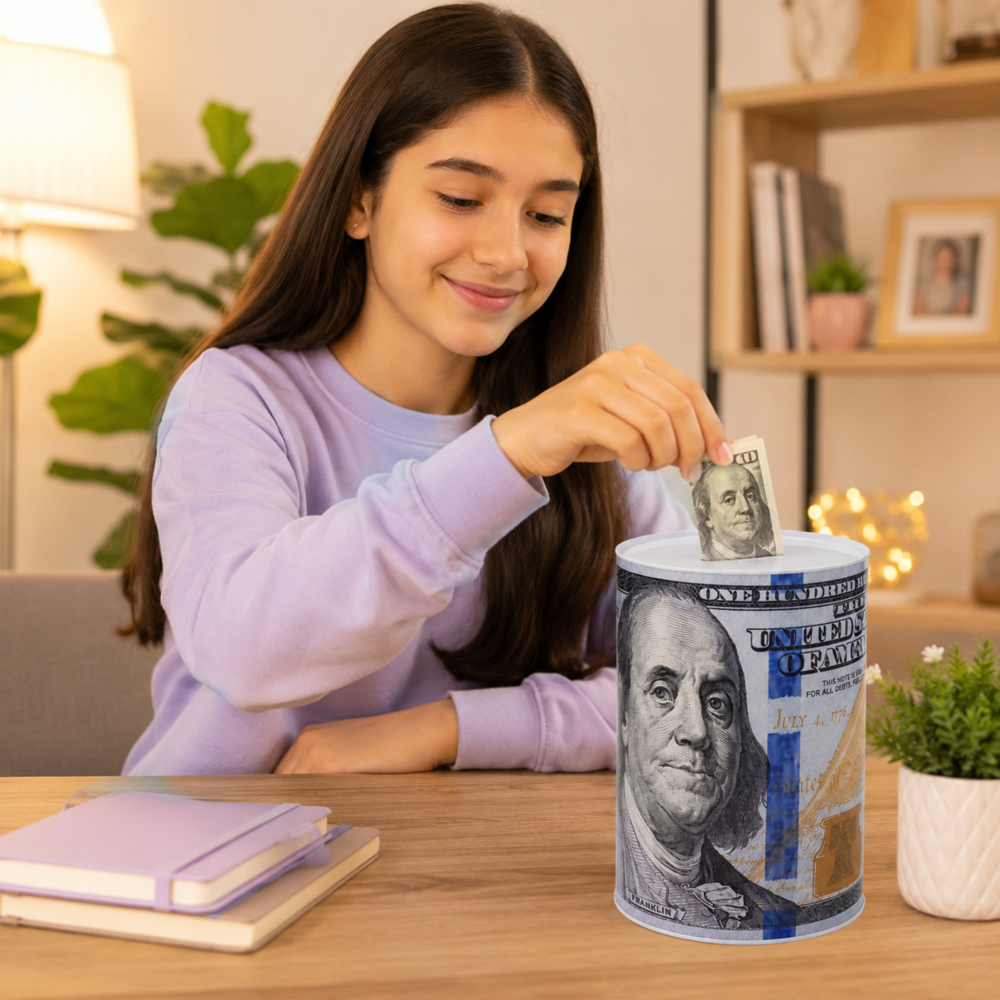 Tin Coin Bank - Usd Design 12"x8"