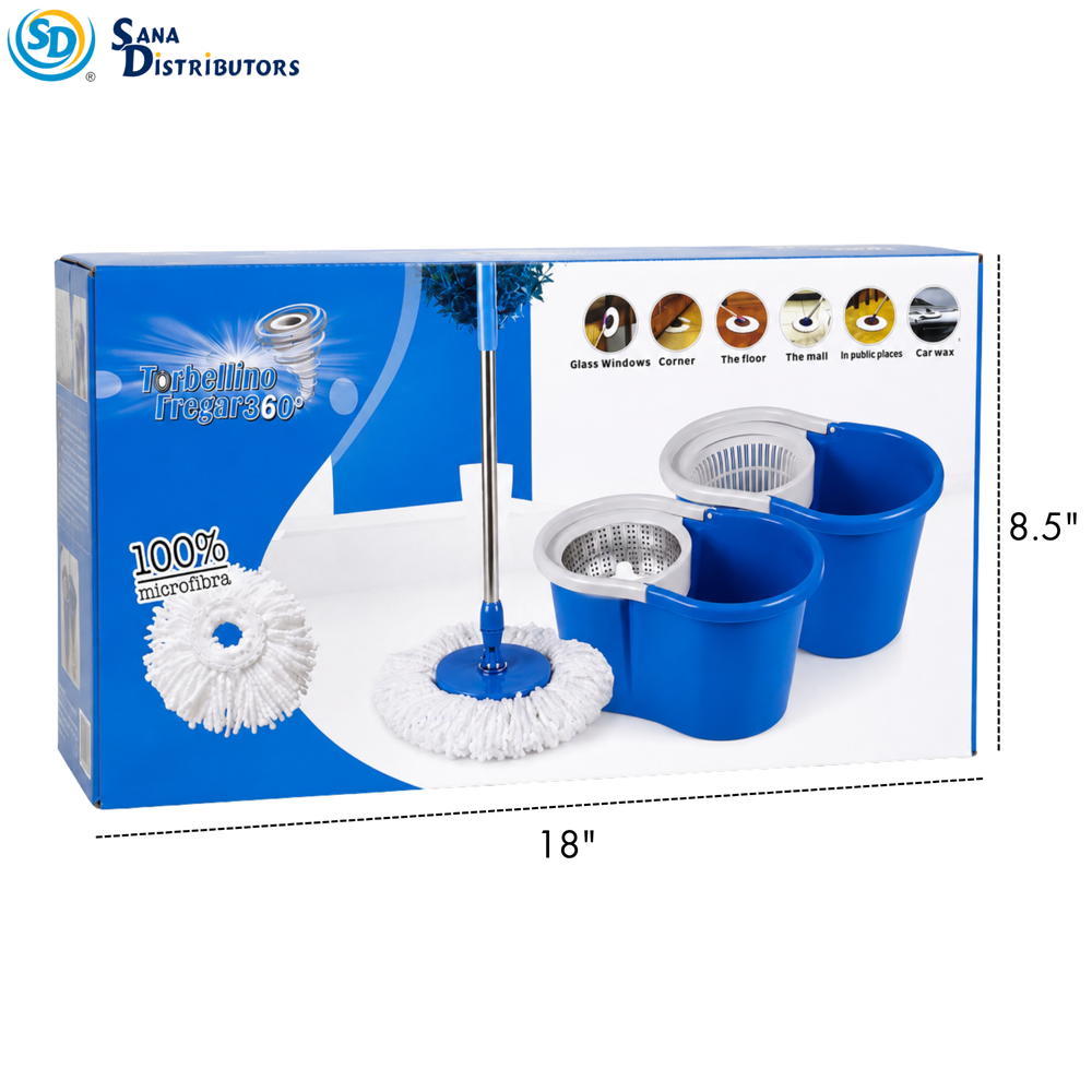 Plastic Mop Bucket with Spinner – 360° Rotation Ass.colors