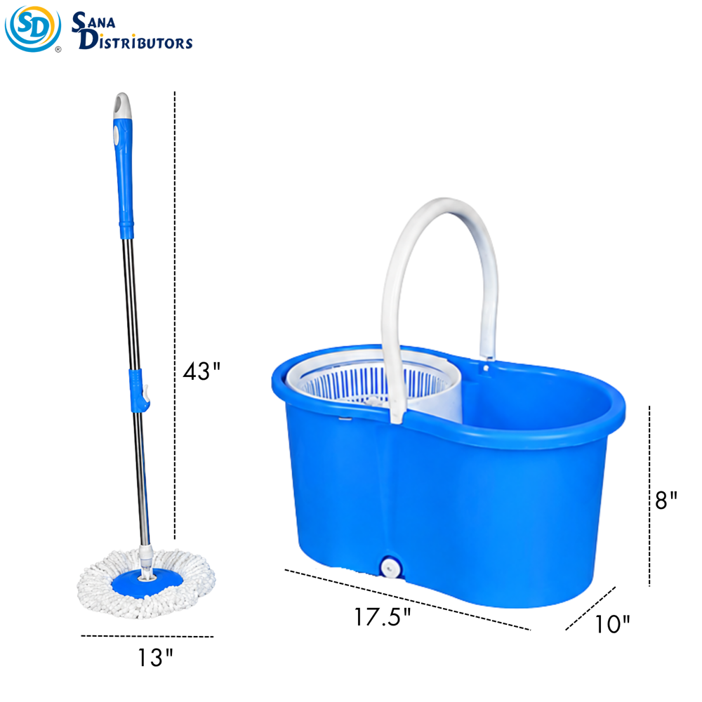 Plastic Mop Bucket with Spinner – 360° Rotation Ass.colors