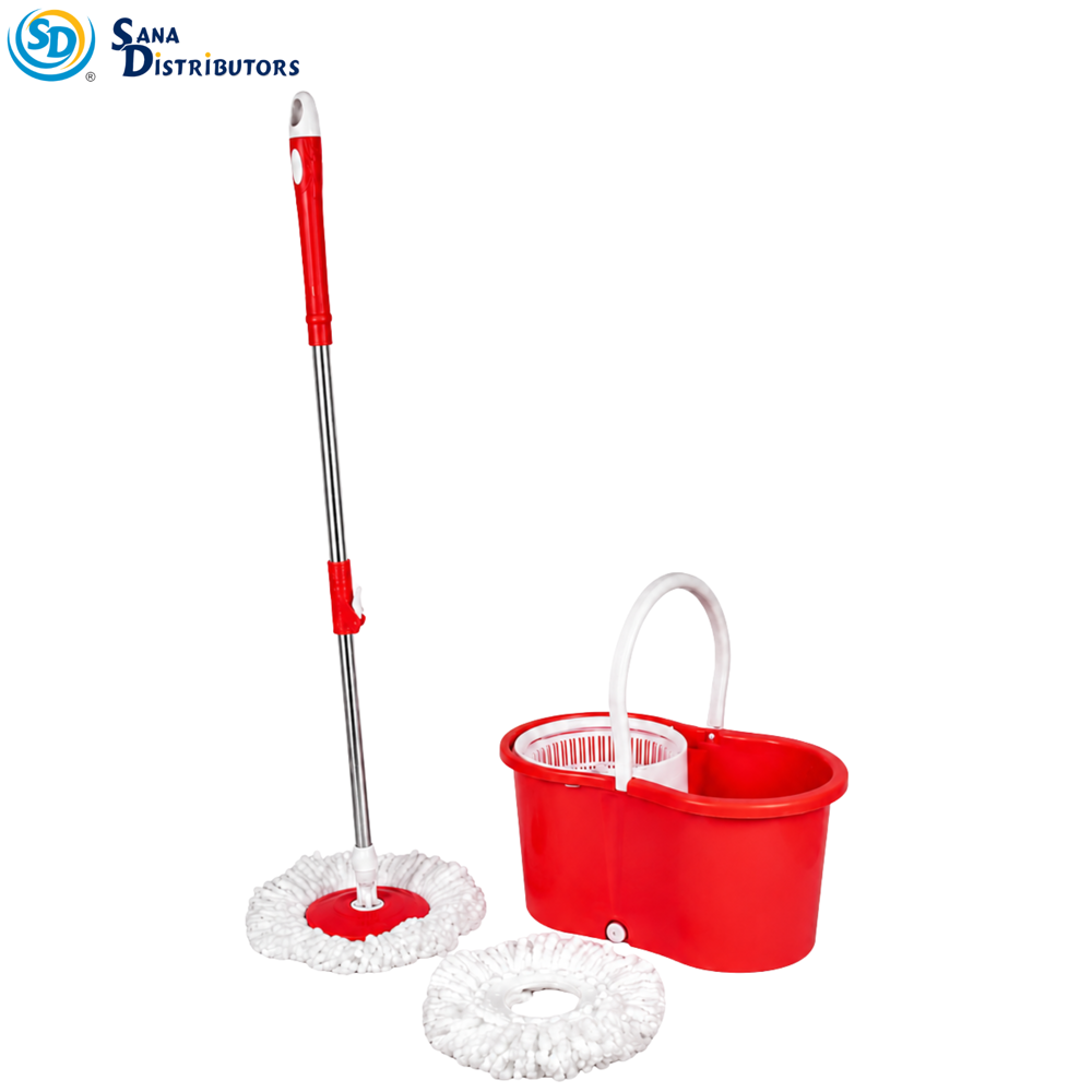 Plastic Mop Bucket with Spinner – 360° Rotation Ass.colors