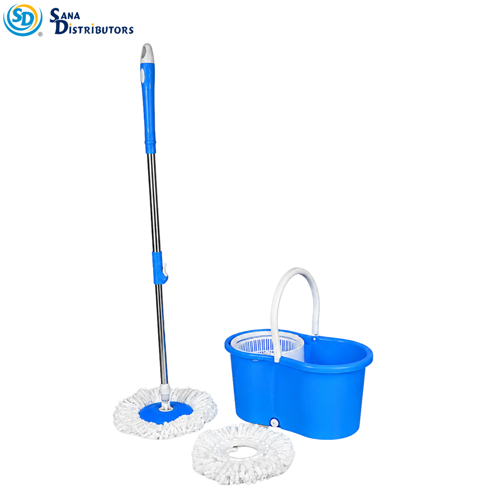 Plastic Mop Bucket with Spinner – 360° Rotation Ass.colors