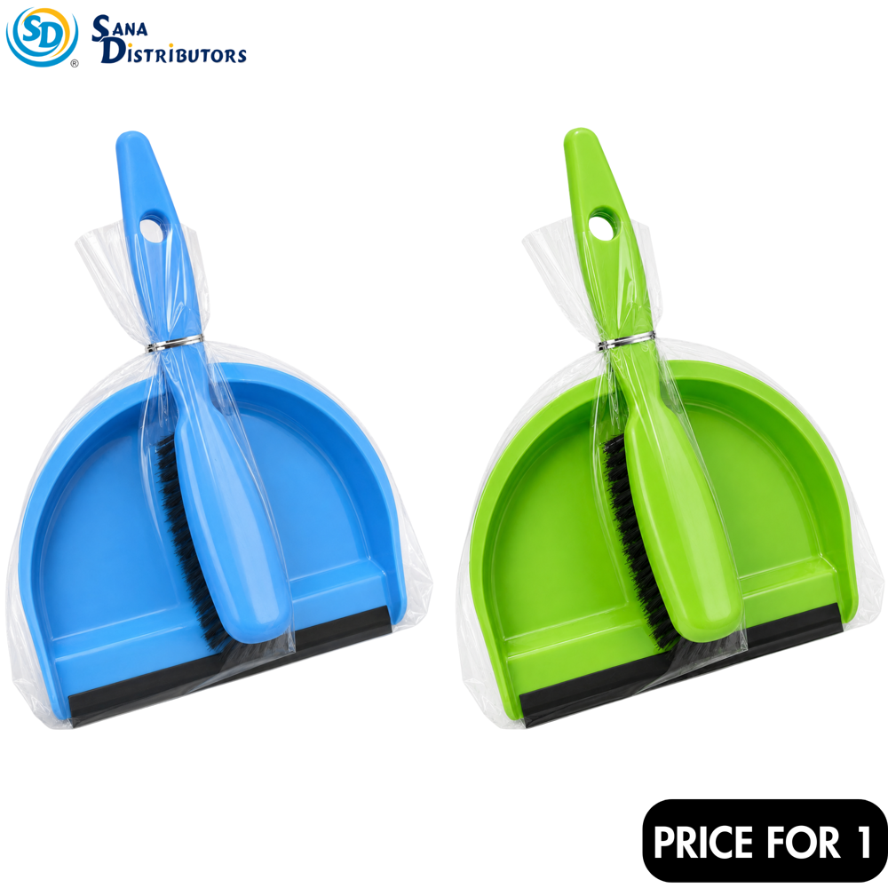 Dust Pan with Rubber Siding & Brush Ass.colors