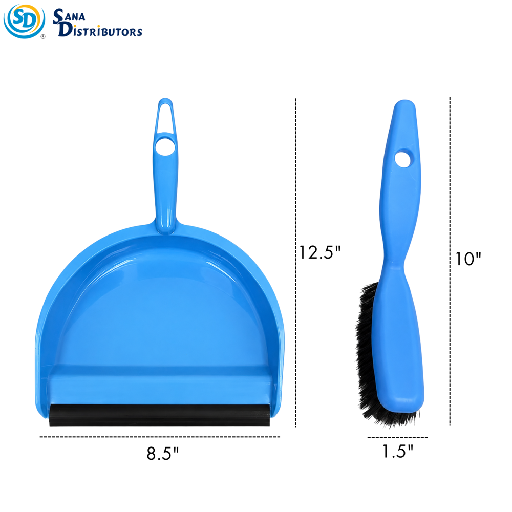 Dust Pan with Rubber Siding & Brush Ass.colors