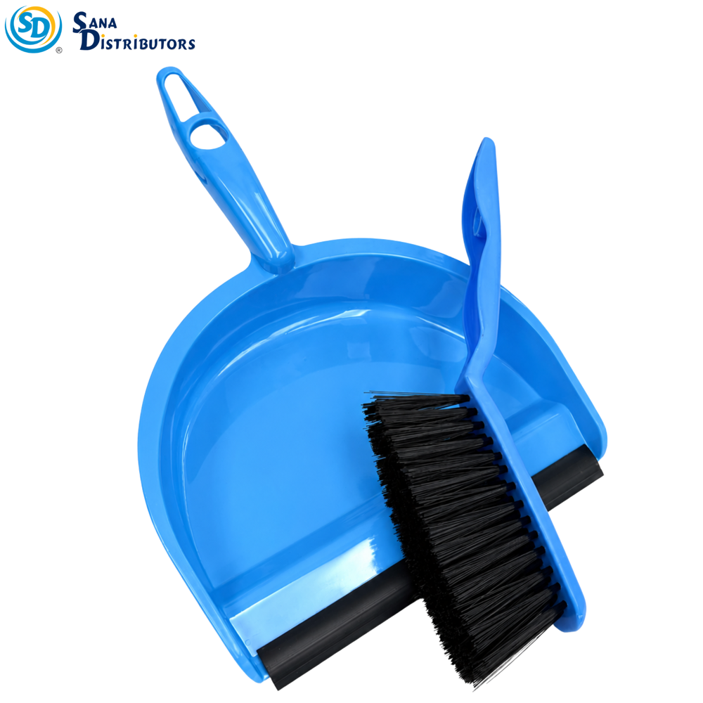 Dust Pan with Rubber Siding & Brush Ass.colors