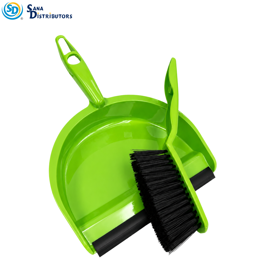 Dust Pan with Rubber Siding & Brush Ass.colors