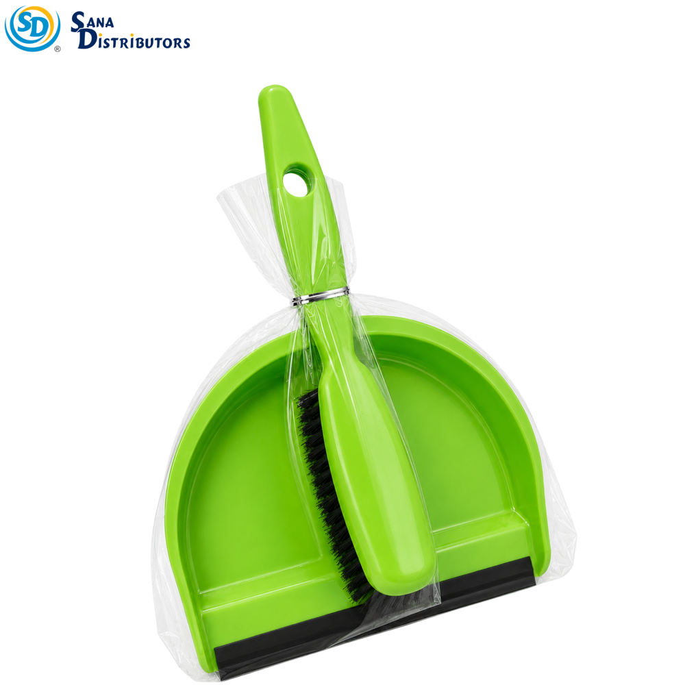 Dust Pan with Rubber Siding & Brush Ass.colors