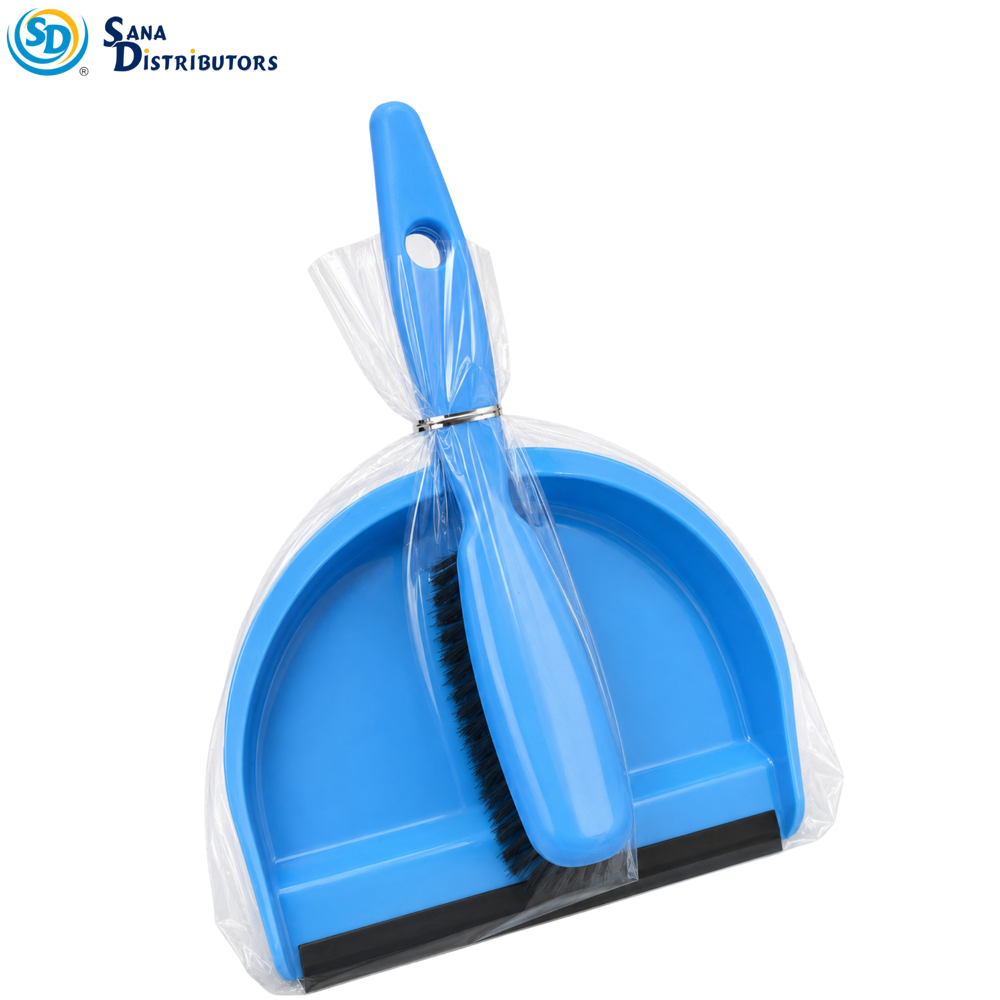 Dust Pan with Rubber Siding & Brush Ass.colors