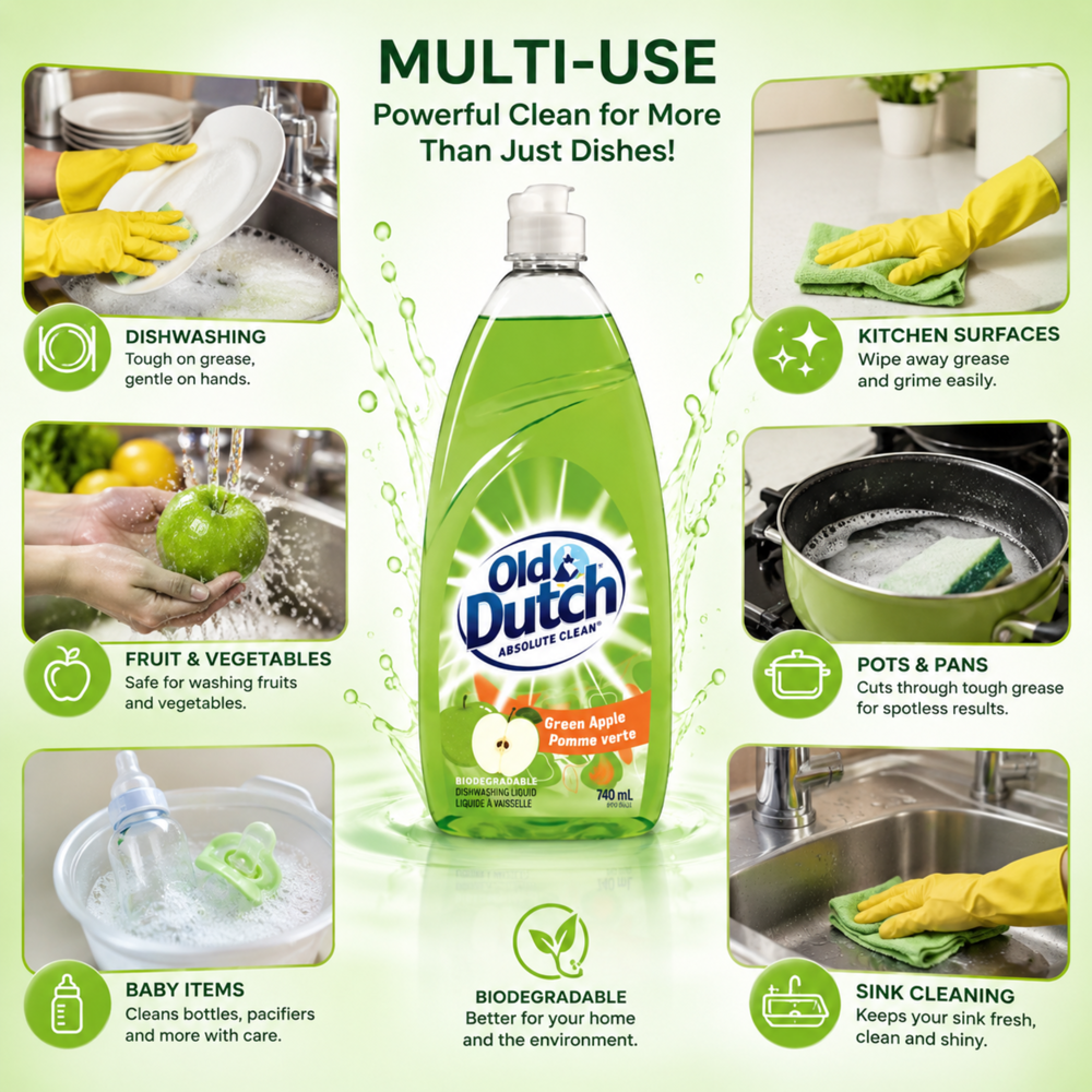 Old Dutch Liquid Dish Green Apple 740 mL ($23.88 for Case of 12)
