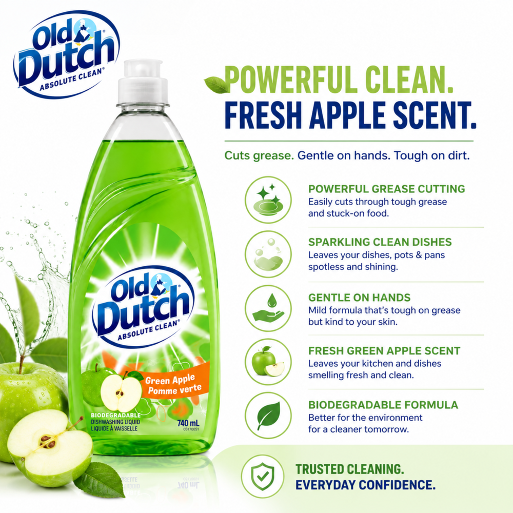 Old Dutch Liquid Dish Green Apple 740 mL ($23.88 for Case of 12)