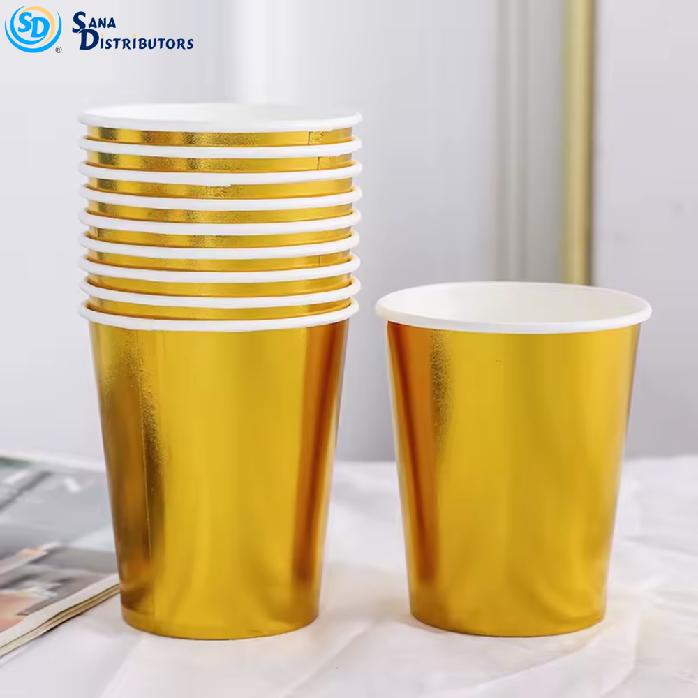 Disposible Cup Golden 8 oz 10pcs