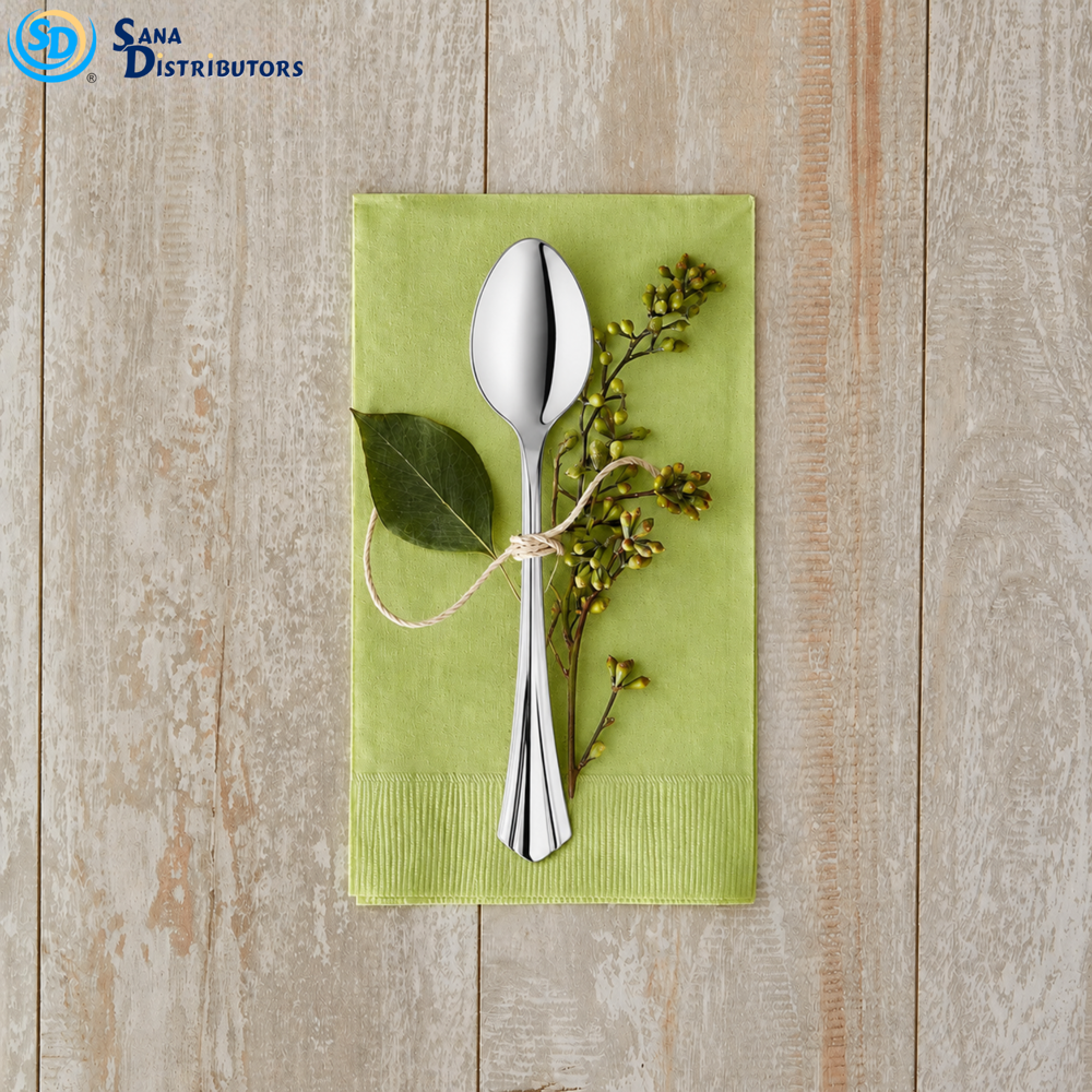 Plastic Spoon Silver Color 12pcs