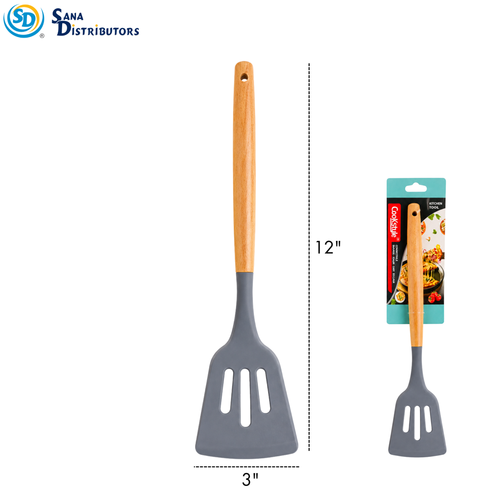 Silicone Slotted Turner 12" - Assorted Colours
