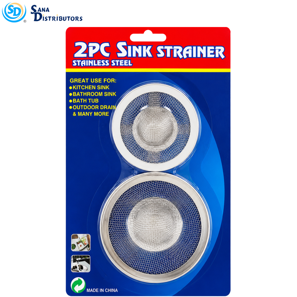 2pc Sink Strainer 1"x3", 1.5"x3.5'