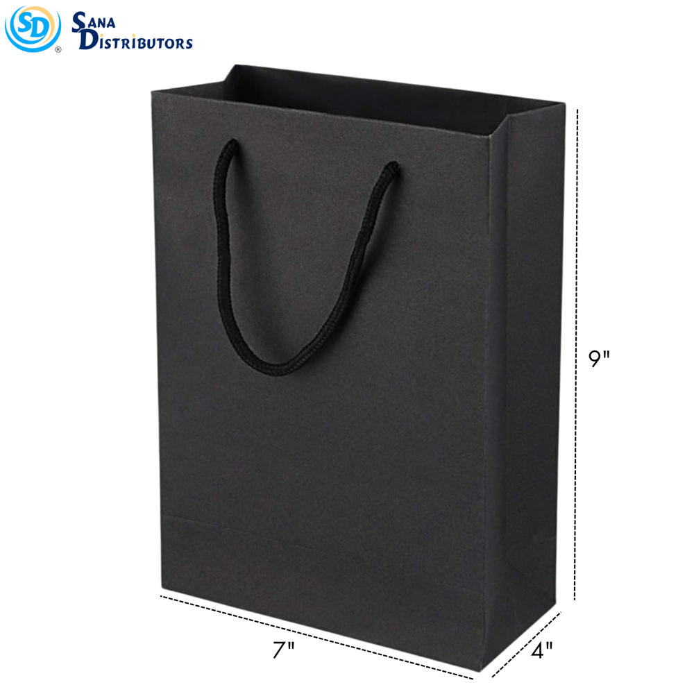 Paper Gift Bag - Black 12pcs [7" x 4" x 9"] ($0.58 per Unit)