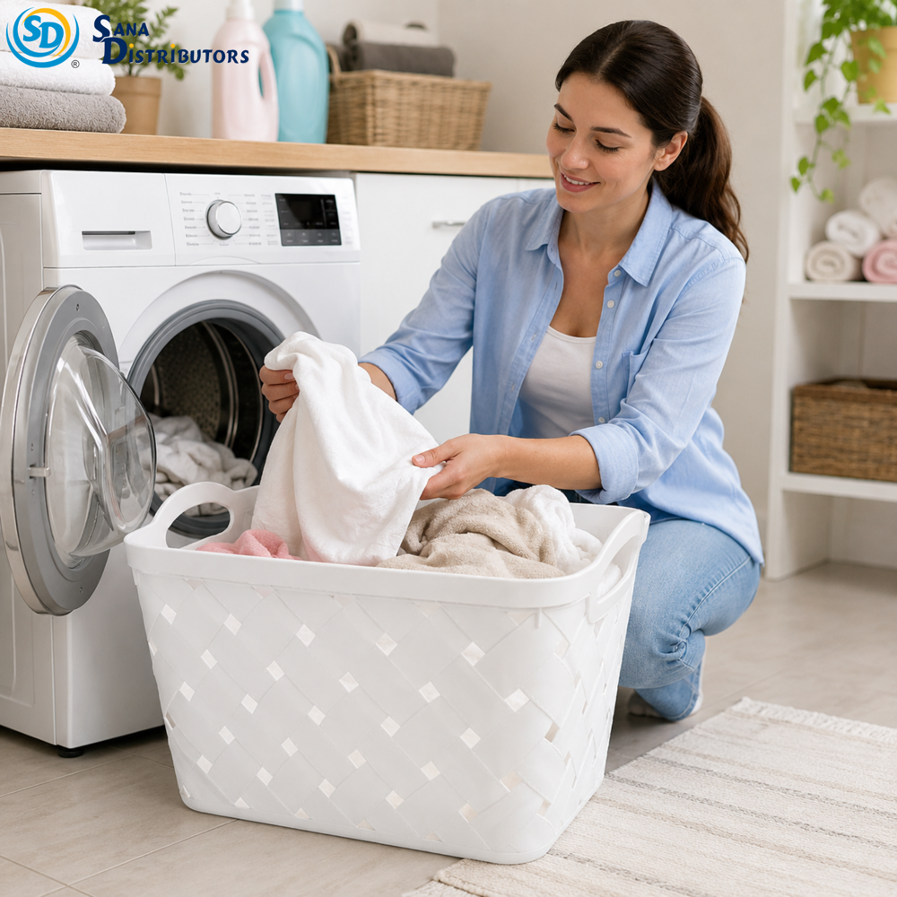 Sd Plastic Laundry Basket [14" x 10" x 9"]