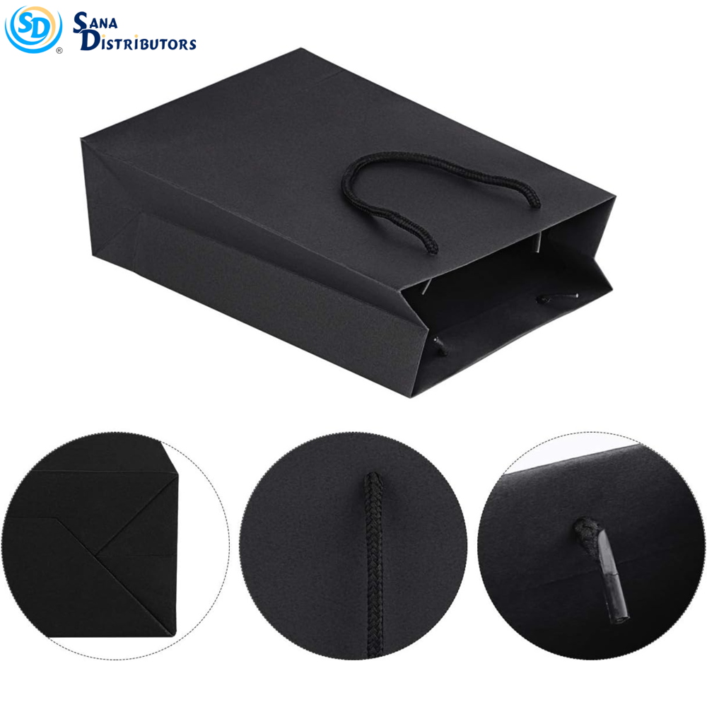 Paper Gift Bag - Black 12pcs [7" x 4" x 9"] ($0.58 per Unit)