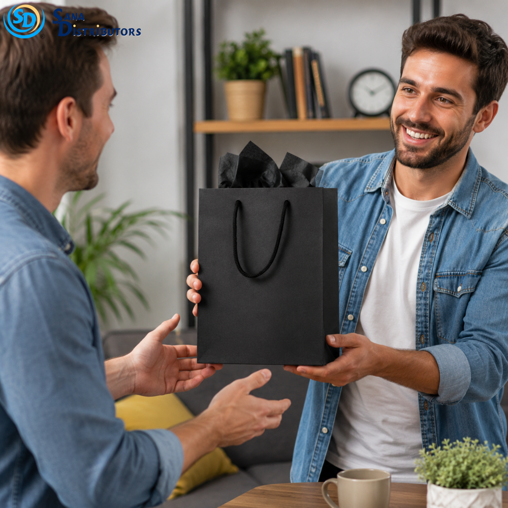Paper Gift Bag - Black 12pcs [7" x 4" x 9"] ($0.58 per Unit)