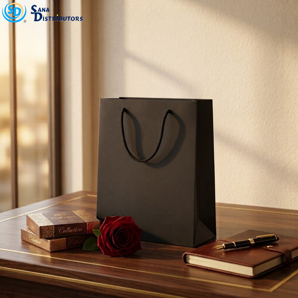 Paper Gift Bag - Black 12pcs [7" x 4" x 9"] ($0.58 per Unit)