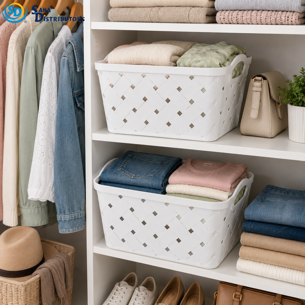 Sd Plastic Laundry Basket [14" x 10" x 9"]