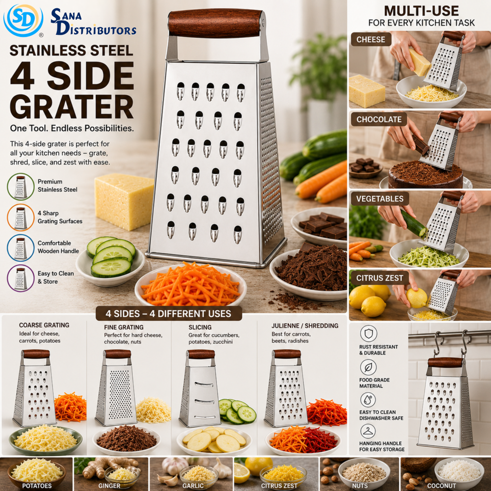 Stainless Steel 4 Side Grater [3.5" x 8"]
