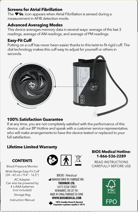 Blood Pressure Monitor with Automatic AFIB - 1 Each