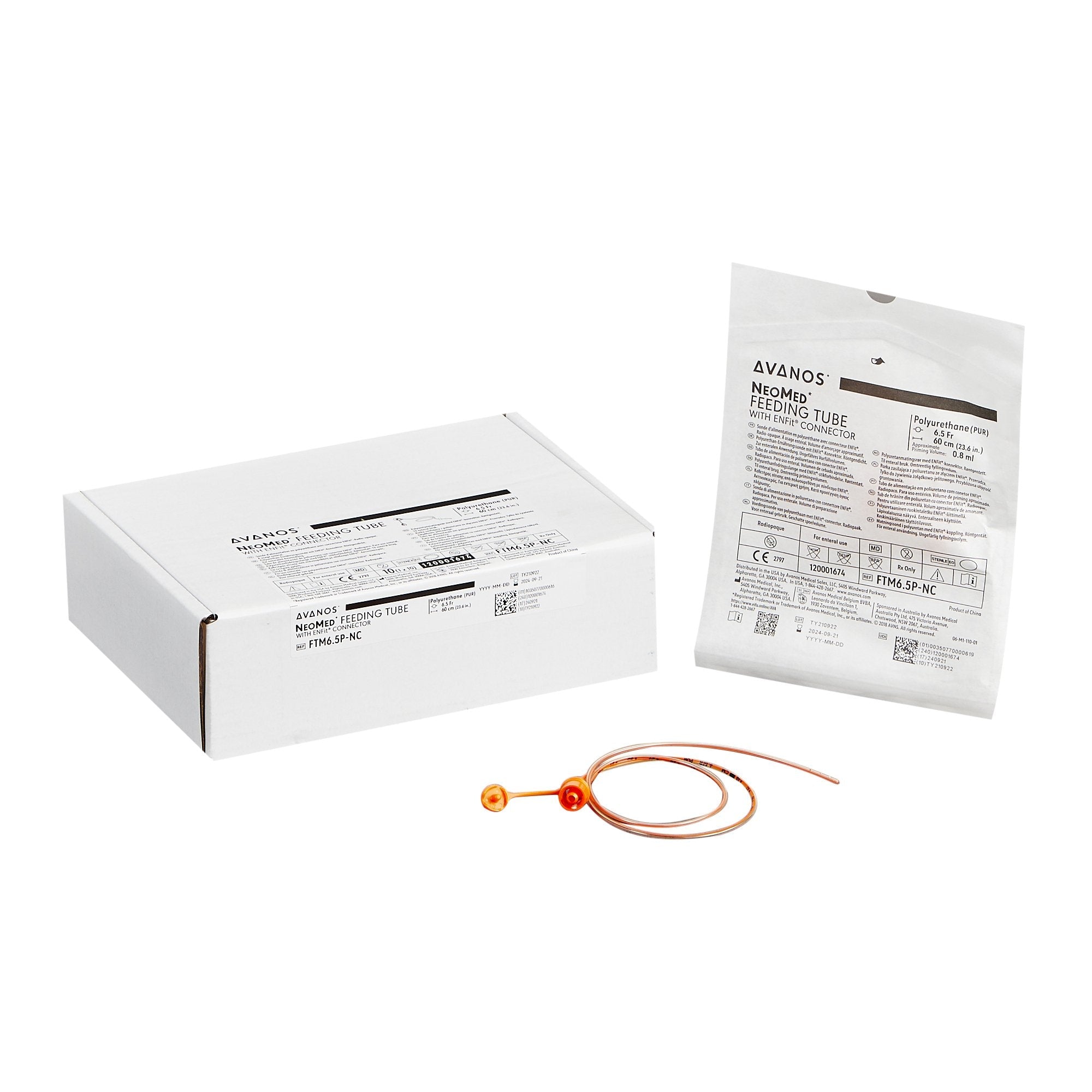 ENFit PU Feeding Tube Orange 6.5Fr 60cm