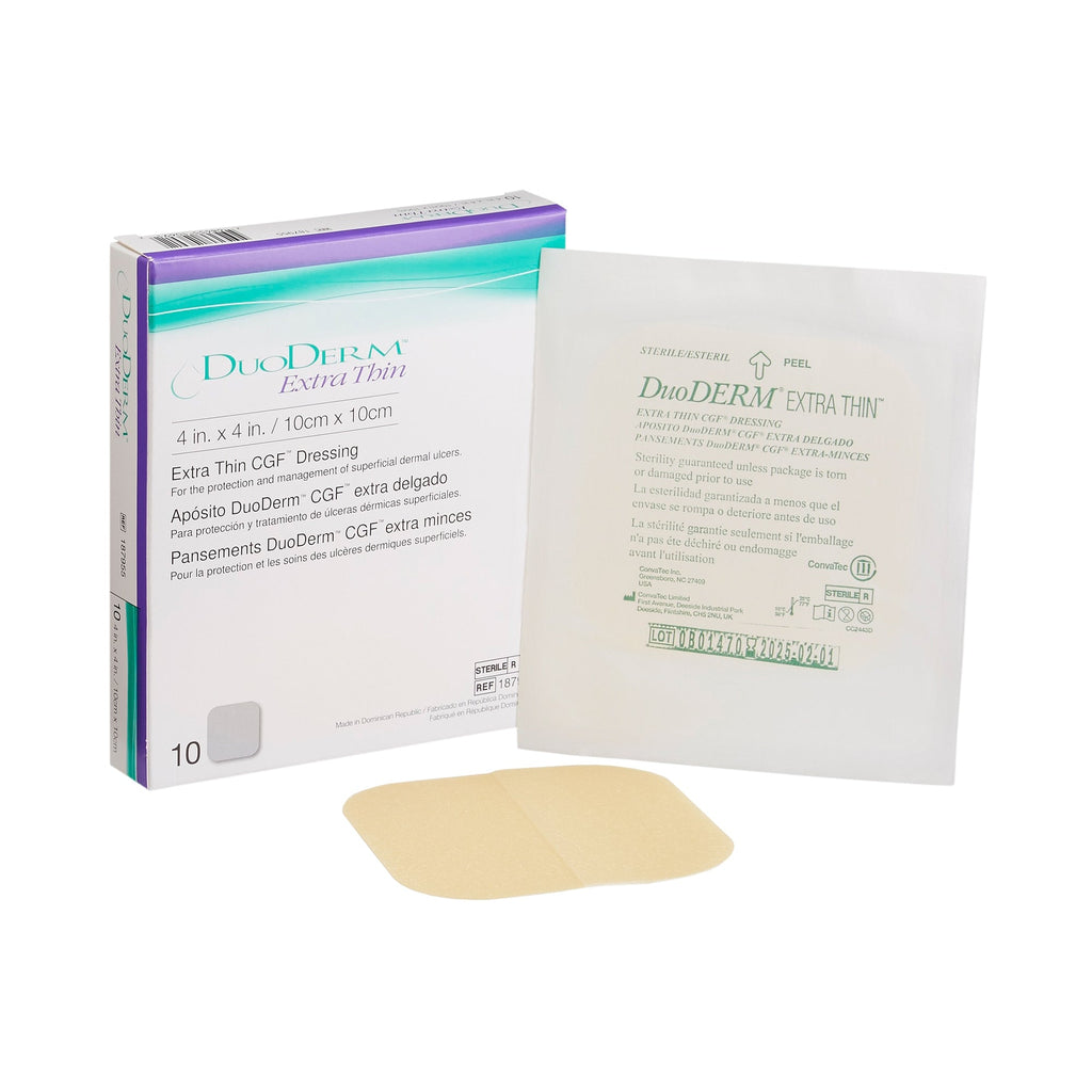 BX/10 DUODERM EXTRA THIN CGF HYDROCOLLOID DRESSING, STERILE, 10CM X 10CM (4IN X 4IN)
