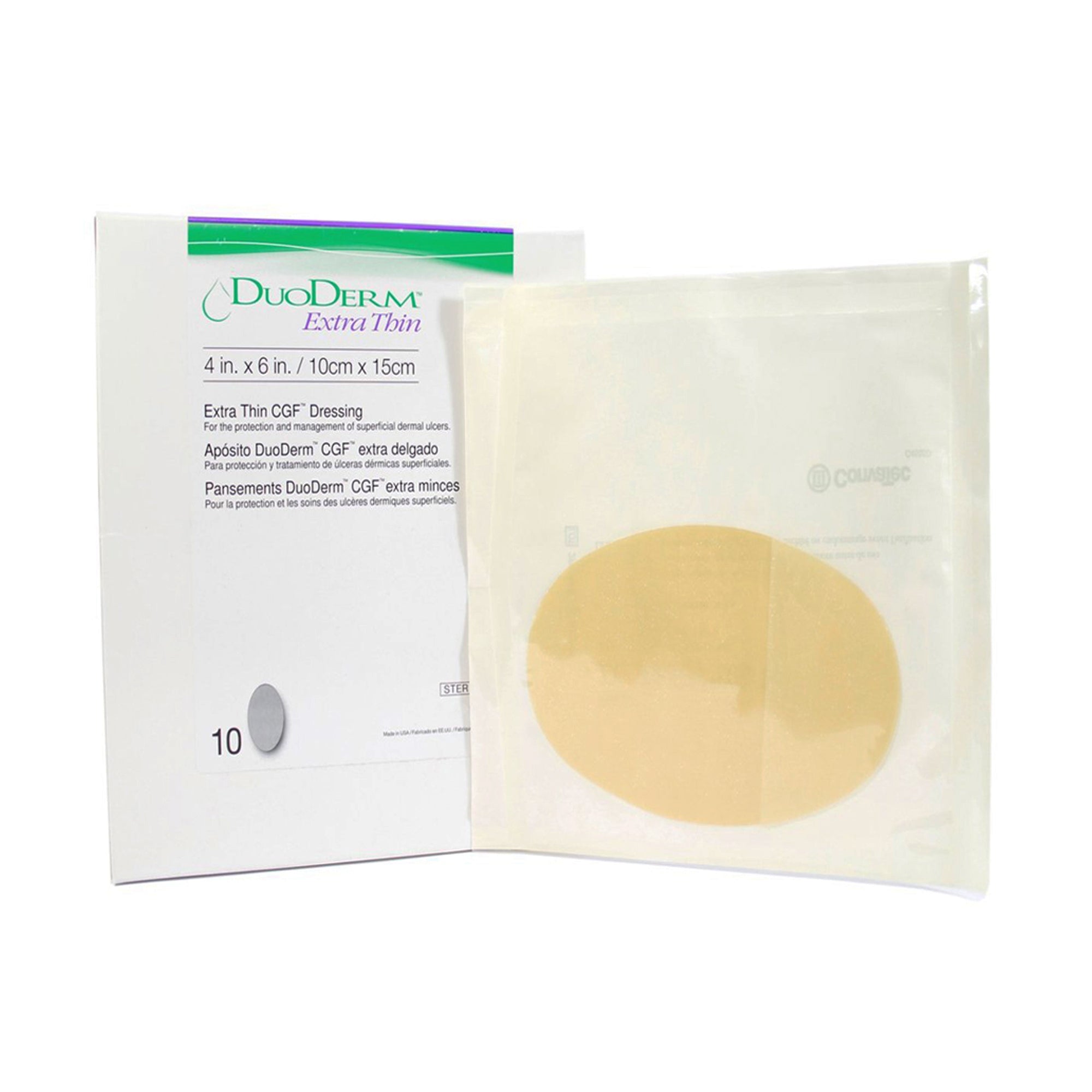 BX/10 DUODERM EXTRA THIN CGF HYDROCOLLOID DRESSING, STERILE, 10CM X 15CM (4IN X 6IN)
