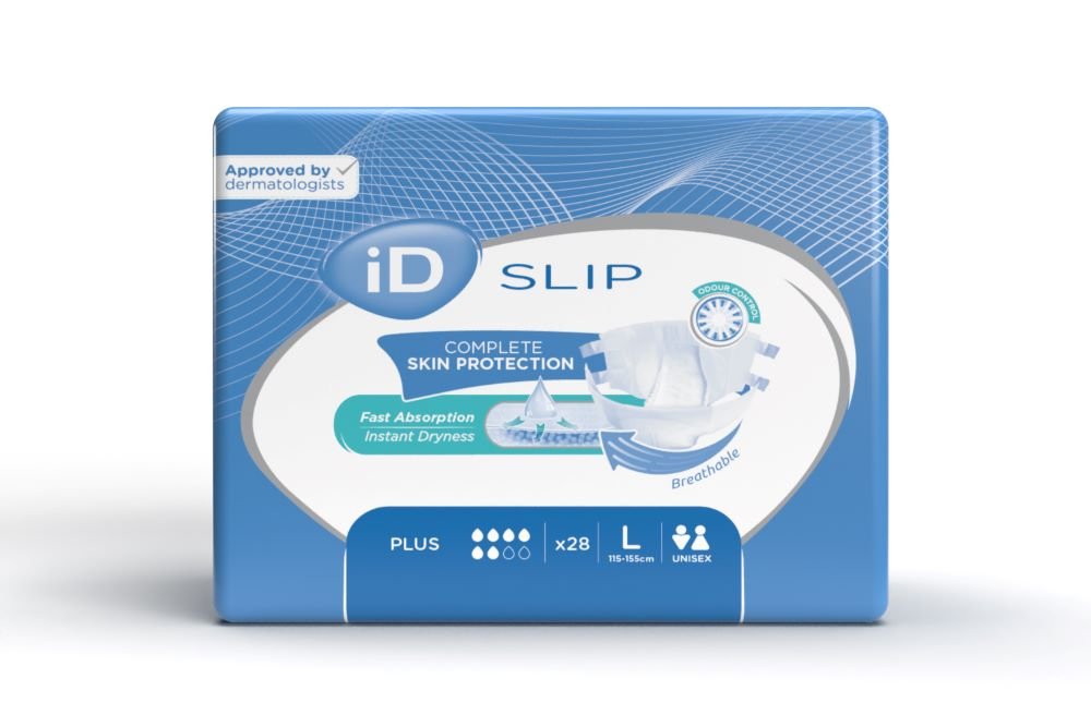 CS/4 (28/PKG) ID SLIP PLUS LARGE, (45"-61"), 2350ML ABSORBENCY.