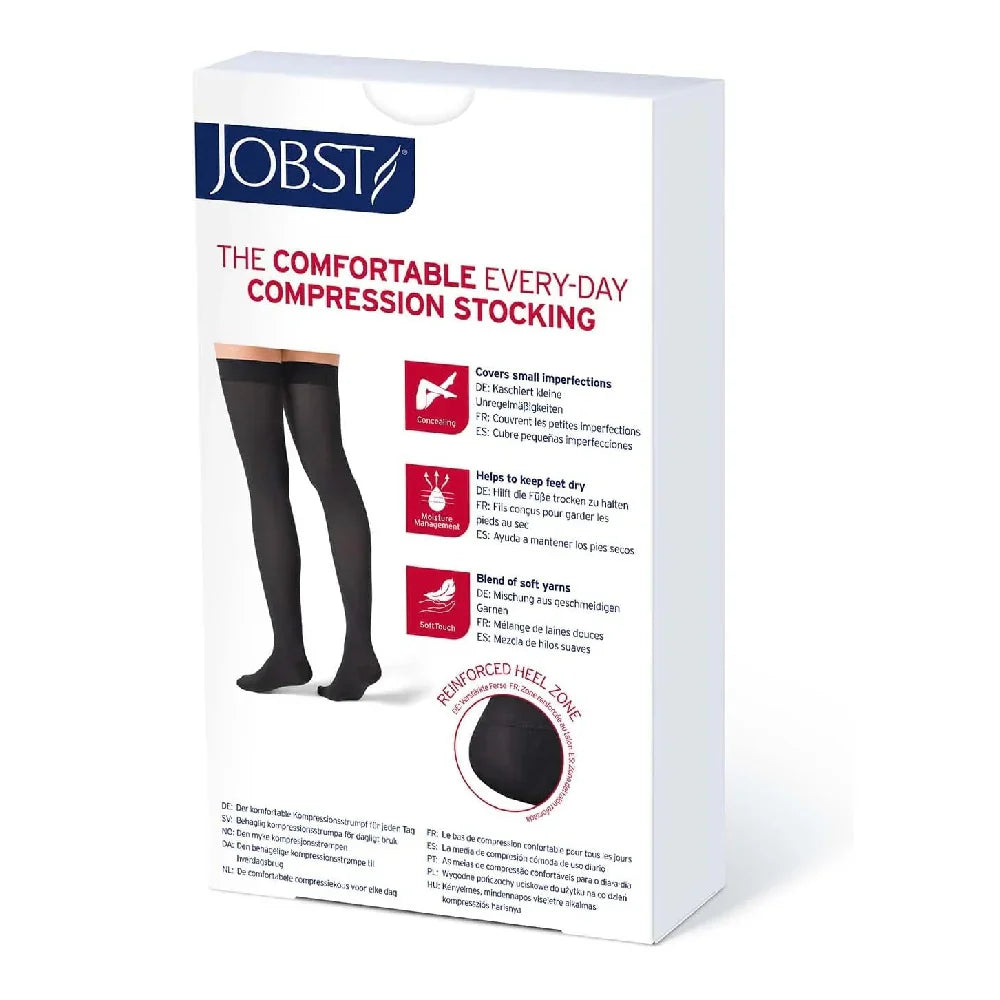 PR/1 JOBST Opaque Thigh High Stockings, 20-30 mmHg, Silicone Dot Band - Espresso