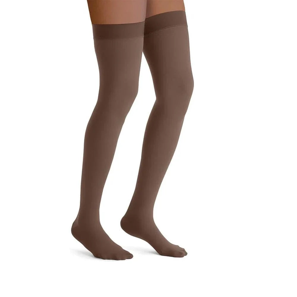 PR/1 JOBST Opaque Thigh High Stockings, 20-30 mmHg, Silicone Dot Band - Espresso