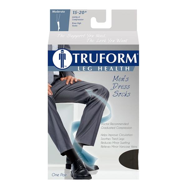 PR/1 TRUFORM MEN'S DRESS SOCKS 15-20MMHG BLACK,LARGE