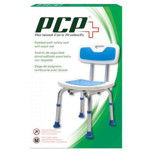 EA/1 ADJUSTABLE PADDED BATH SAFETY SEAT WITH BACKREST
