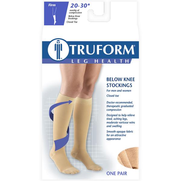 PR/1 TRUFORM BELOW KNEE SOFT TOP 20-30MMHG BEIGE LARGE