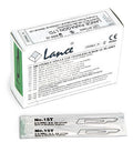 BX/100  LANCE STAINLESS STEEL SCALPEL BLADES SIZE 15 STERILE, #3 FITTING