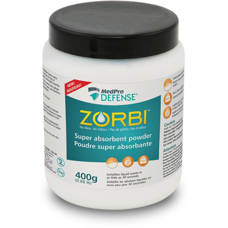 EA/1 ZORBI ABSORBING POWDER FOR BODILY DISCHARGE AND FLUIDS, 400 G JAR