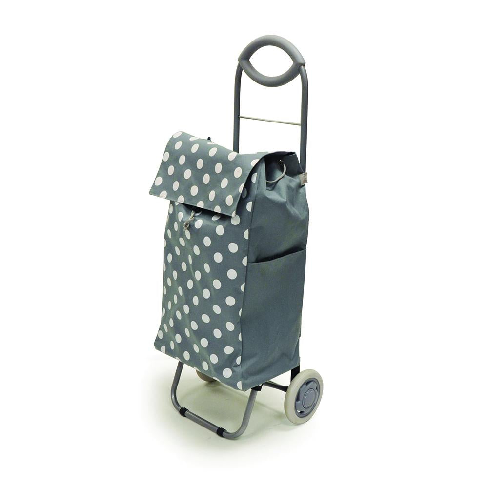 EA/1 BIOS ROLLING SHOPPING CART, GREY WITH WHITE POLKA DOTS