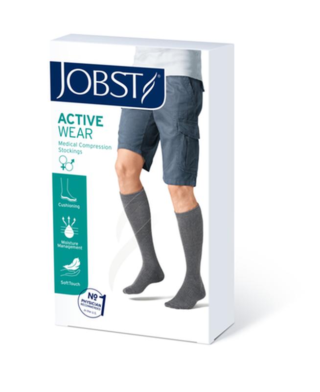PR/1 JOBST ACTIVEWEAR UNISEX, KNEE HIGH, 20-30MMHG, LG, FULL CALF, WHITE, CLOSED TOE