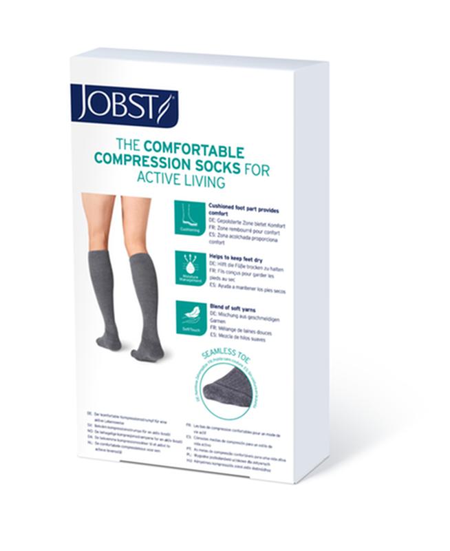 PR/1 JOBST ACTIVEWEAR UNISEX, KNEE HIGH, 30-40MMHG, LG, FULL CALF, BLACK, CLOSED TOE